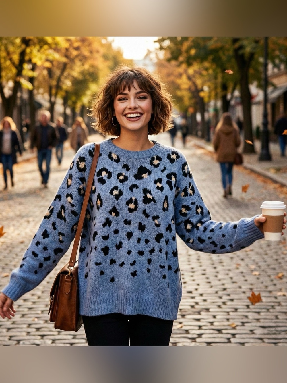 XS Nine West Leopard Print Sweater
